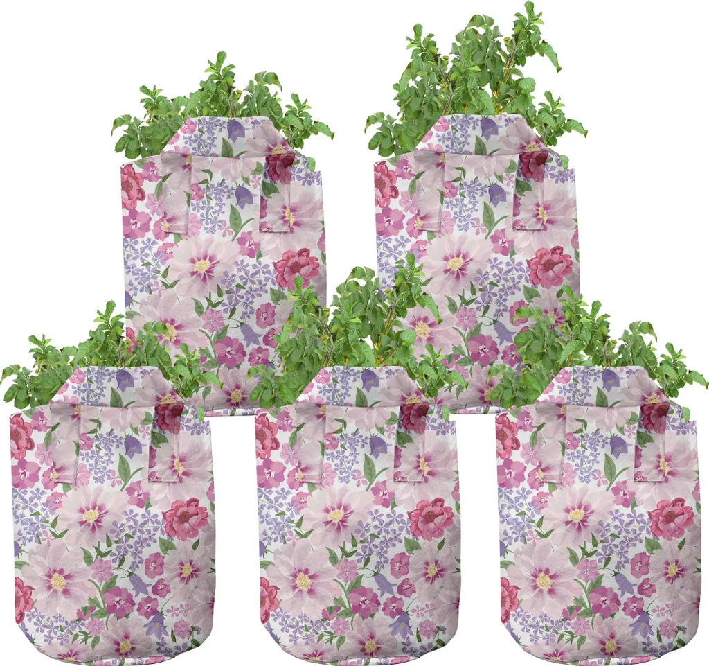 Aménagez votre balcon avec ce lot de 5 pots de fleurs en tissu 19L