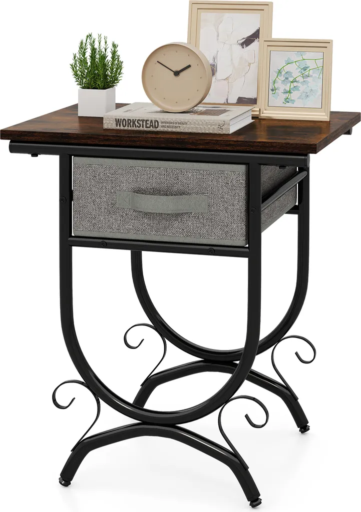 Table de nuit style industriel pour salon et chambre gain de place 40cm