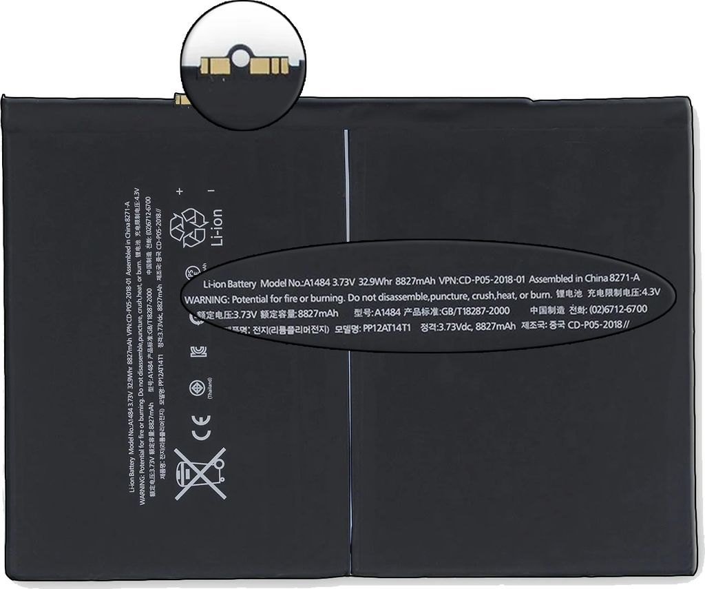 Batterie Tradebit pour Apple iPad 6 A1893 A1954, batterie Image du produit 