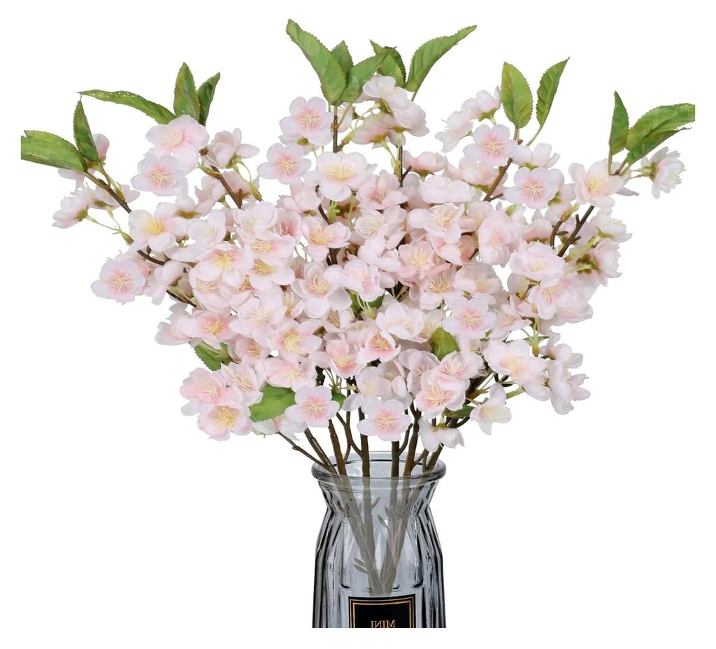 6 Stück Künstliche Pfirsichblüten Seidenblumen Rosa Frühling Blumenstrauß Deko für Balkon Garten Büro Bodenvase Terrarium Vase Hochzeit Deko...