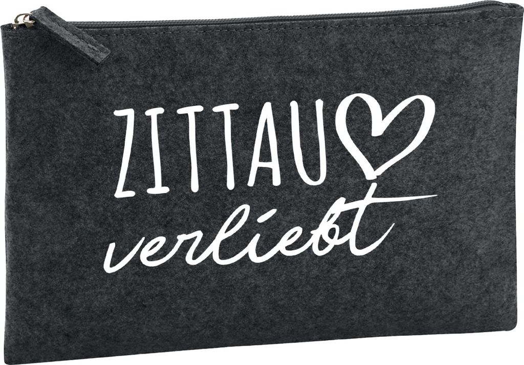 Huuraa Kulturbeutel Zittau verliebt 1 Liter Charcoal Filz Kosmetiktasche Geschenkidee