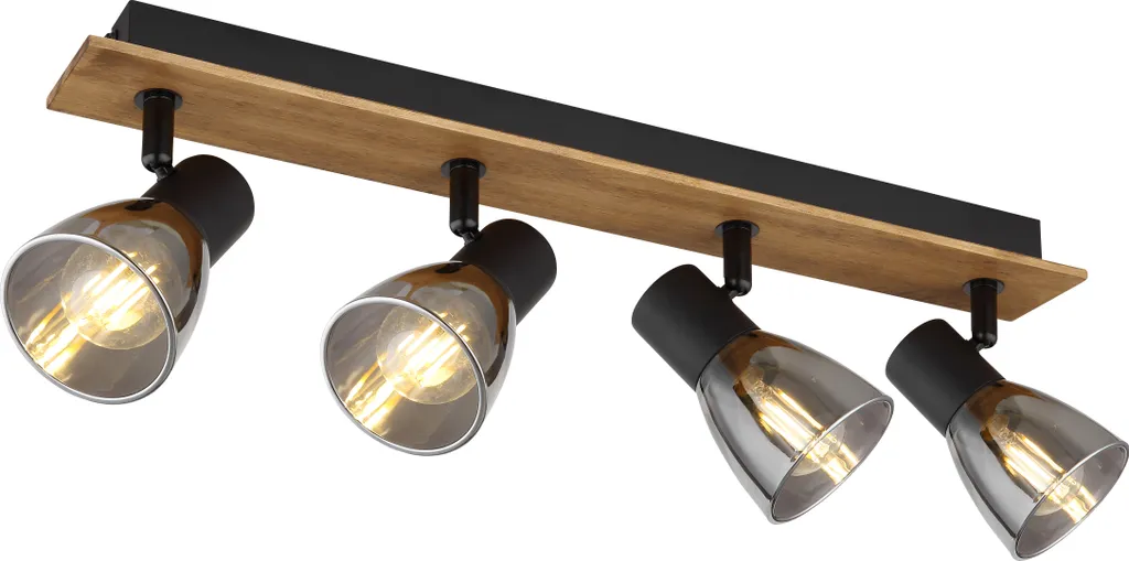 Plafonnier 4 Spots Spray en Bois Brun Foncé Globo Lighting Design E14