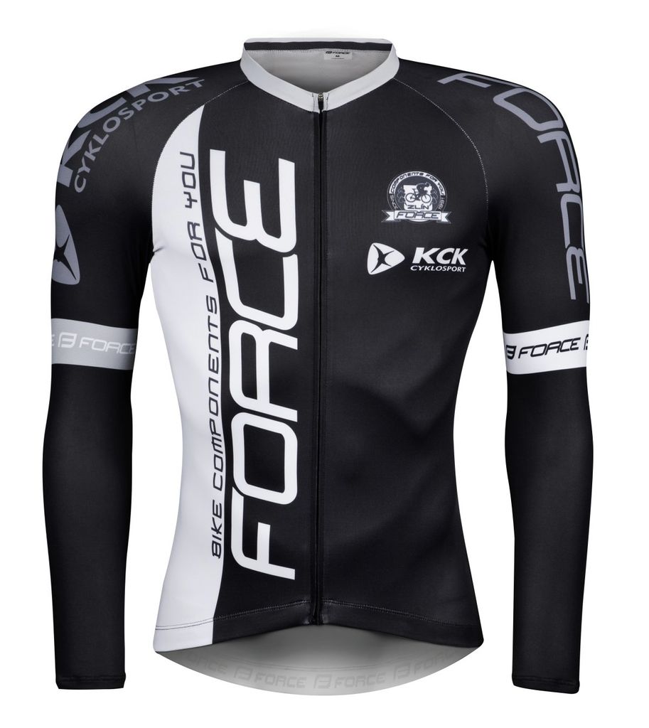 Force Team Pro Plus Trikot lang. Ärmel schwarz und weiß Produktbild 