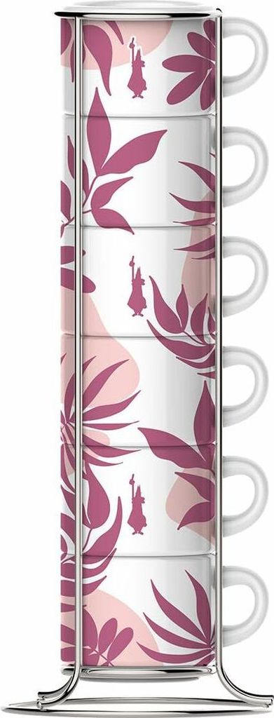 Bialetti Primavera Set von 6 Espressotassen auf Ständer - Rosa