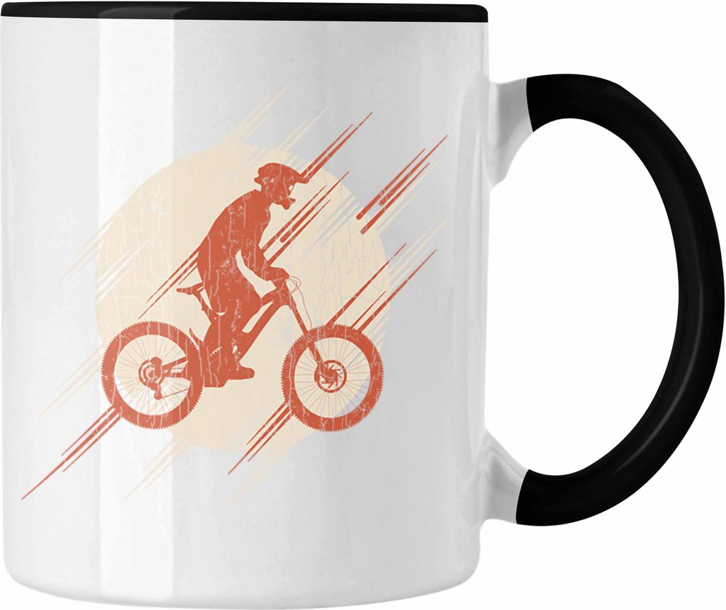 Trendation - Moutainbike Geschenk Tasse Mountainbiker Geschenkidee Kinder Kaffeetasse Männer Accessories Grafik MTB Lustig (Schwarz)