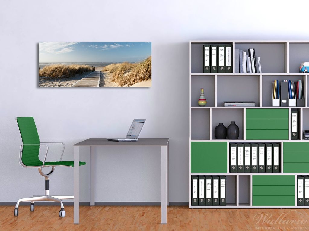 Poster Wallario Premium - Petit Ruisseau Par Chemin Roseau, Phare Holstein, Noir