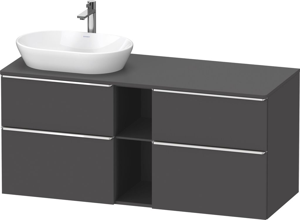 Duravit D-Neo Konsolenwaschtischunterbau wandhängend (Ausschnitt links), 1400x664x550mm, 2 Auszüge, 2 Schubkästen, 2 offene Fächer, mit Griff c...