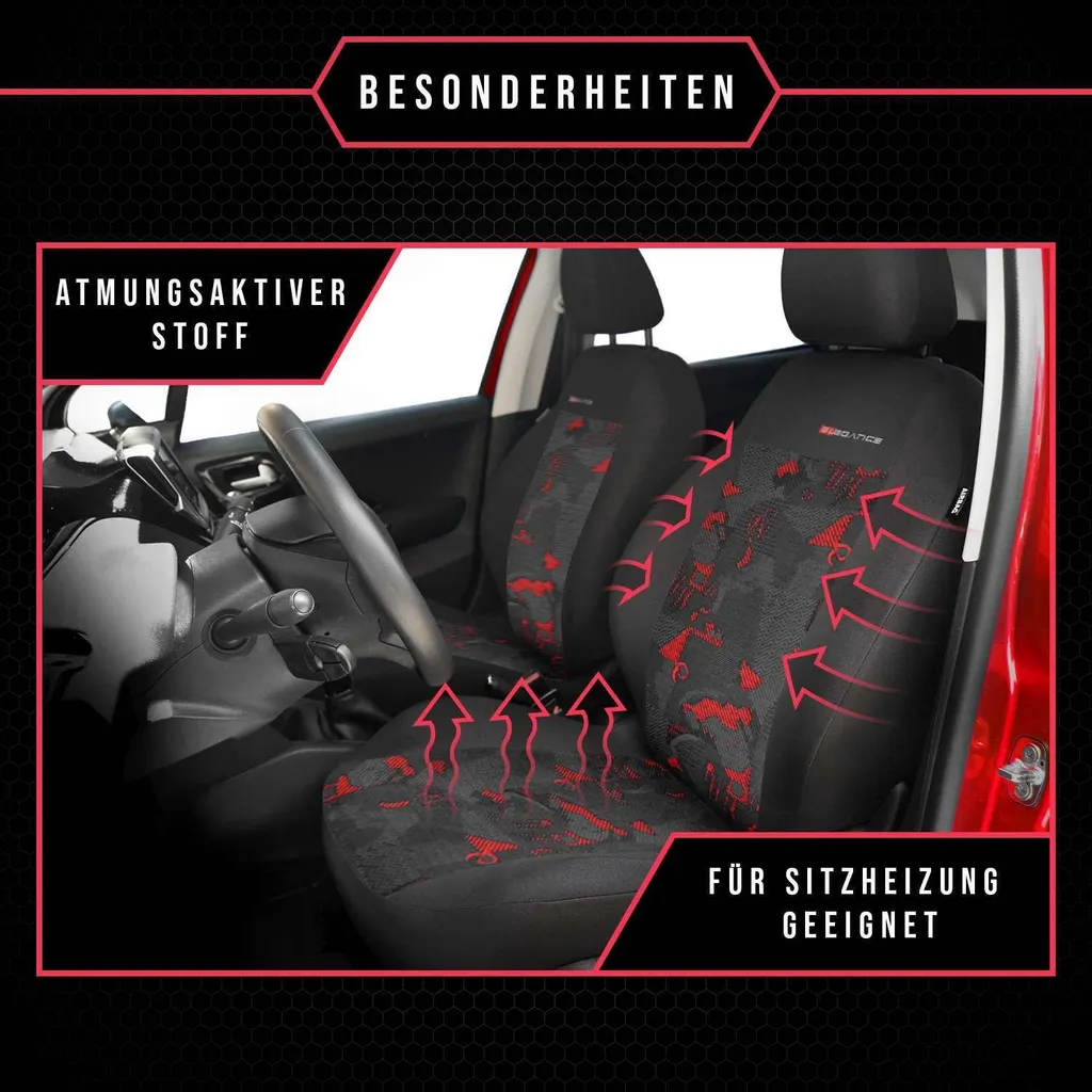 Coprisedili Universali Saab 9.5 Rosso - Lusso Accessibile e Comfort - 3