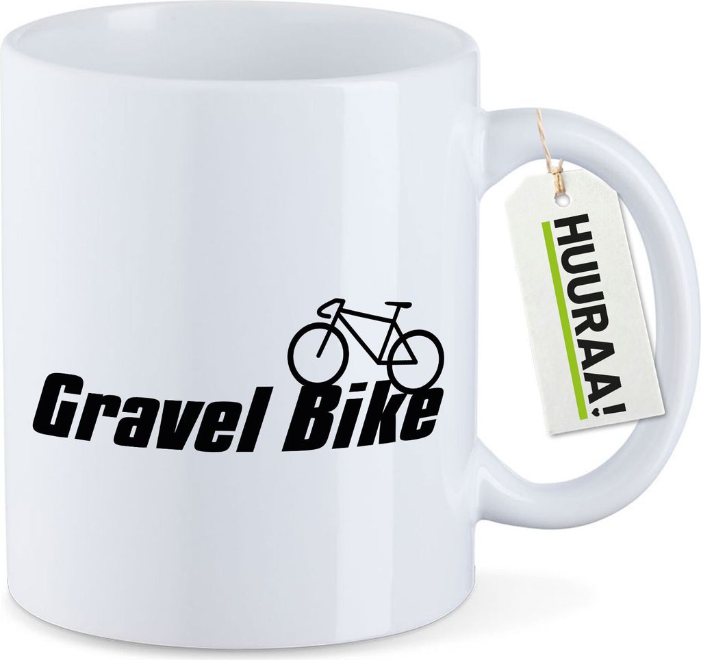 Huuraa Tasse Gravel Bike Fahrrad Geschenk 330ml Weiß Gravel Bike Präsent