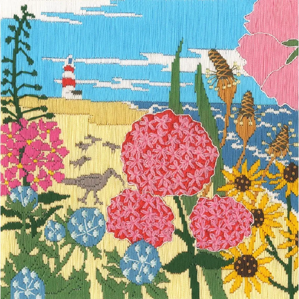 Kit canevas broderie point lancé Silken Scenes Le Reflux 19 x 18,5 cm