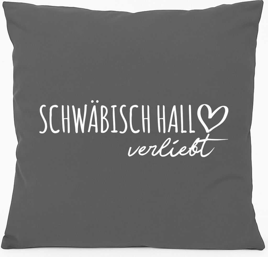 Huuraa Kissen Schwäbisch Hall verliebt 40x40cm mit Füllung Steel Grey Baumwolle Dekokissen Geschenkidee