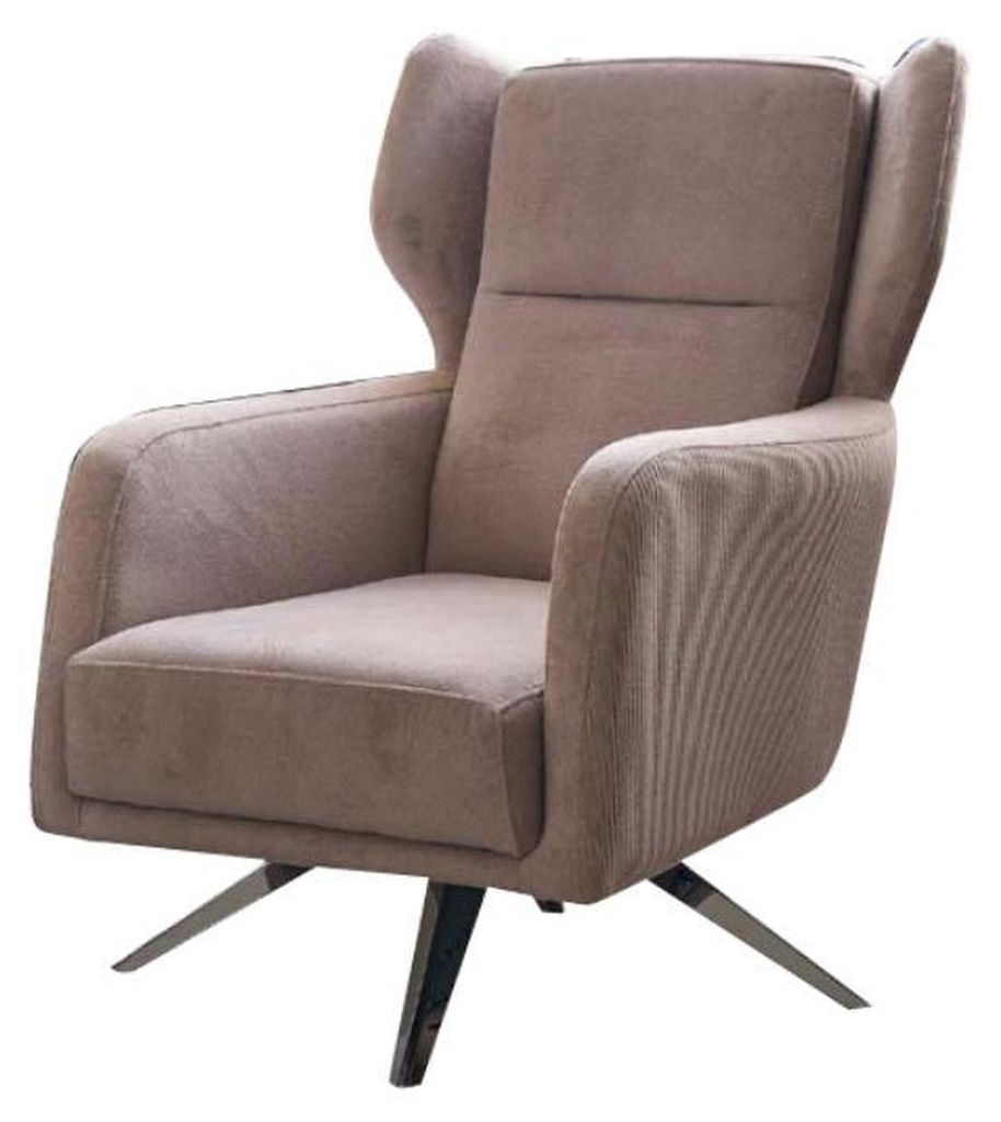 Luxus Sessel Einsitzer Stoff Wohnzimmer Design Beige Polster Sitzer