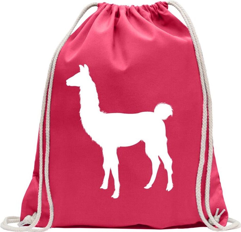Kiwistar - Turnbeutel - pink - Lama Alpaca Kamel - Fun Rucksack Sport Beutel Gymsack Baumwolle mit Ziehgurt
