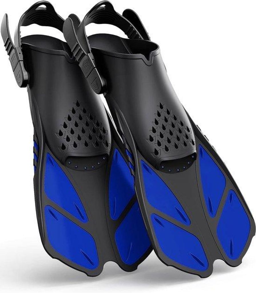 Kinder-Schnorchel-Fin - Verstellbarer Open Hiel - für Erwachsene Schwimmen Tauchen - blau - M (37-41)