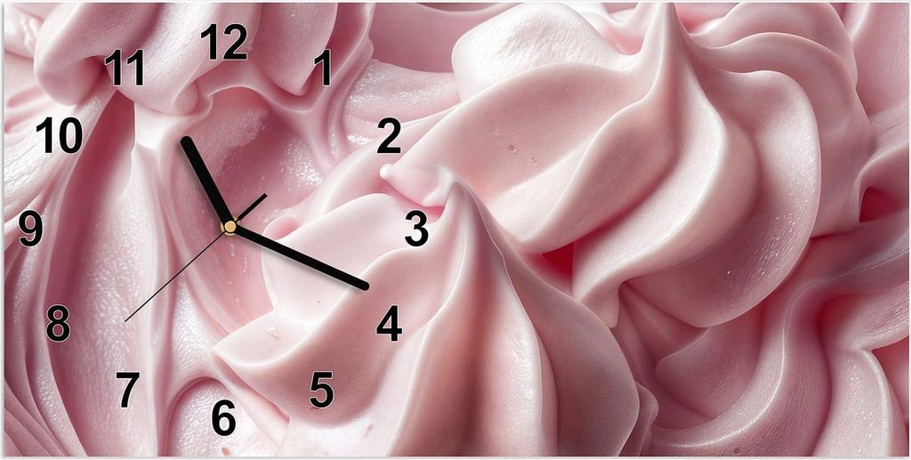 Wanduhr aus Glas mit Motiv Zartes Schaumcreme- 60 x 30 cm - inkl. Aufhängesystem