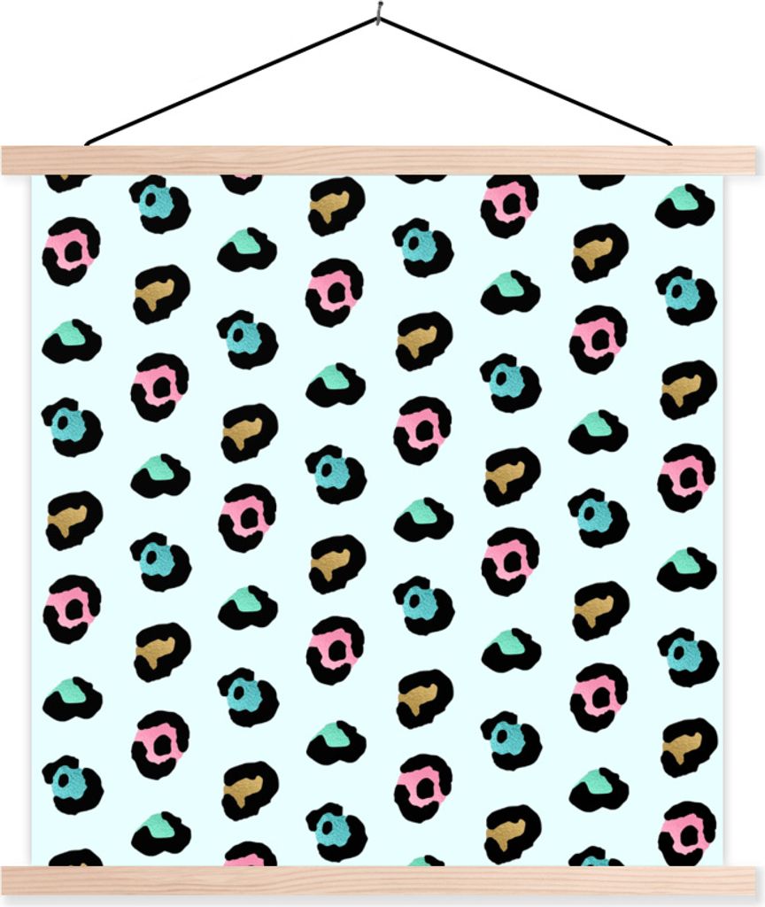 MuchoWow Textilposter Pantherdruck - Farben - Muster 60x60 cm mit holzfarbenen Rahmen - Wanddekoration