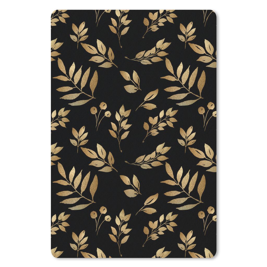 MuchoWow Mauspad Mousepad Muster - Blätter - Gold 18x27 cm - Mousepads - Maus Mat - Pad - Mausunterlage
