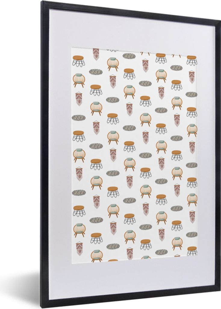 MuchoWow® MuchoWow® Gerahmtes Poster Wohnzimmer - Muster - Produktbild 