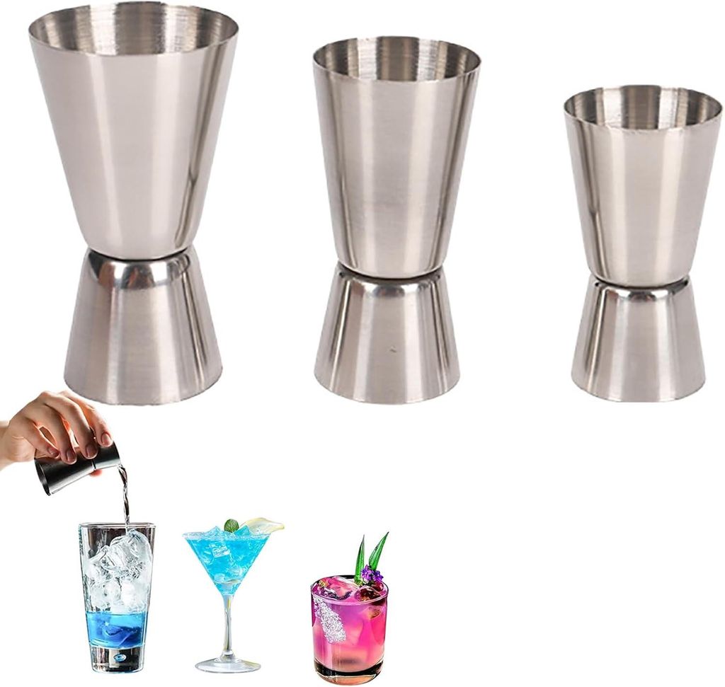 Cocktailmaatbeker - 3-delig - Jigger set - Roestvrij staal Productafbeelding 