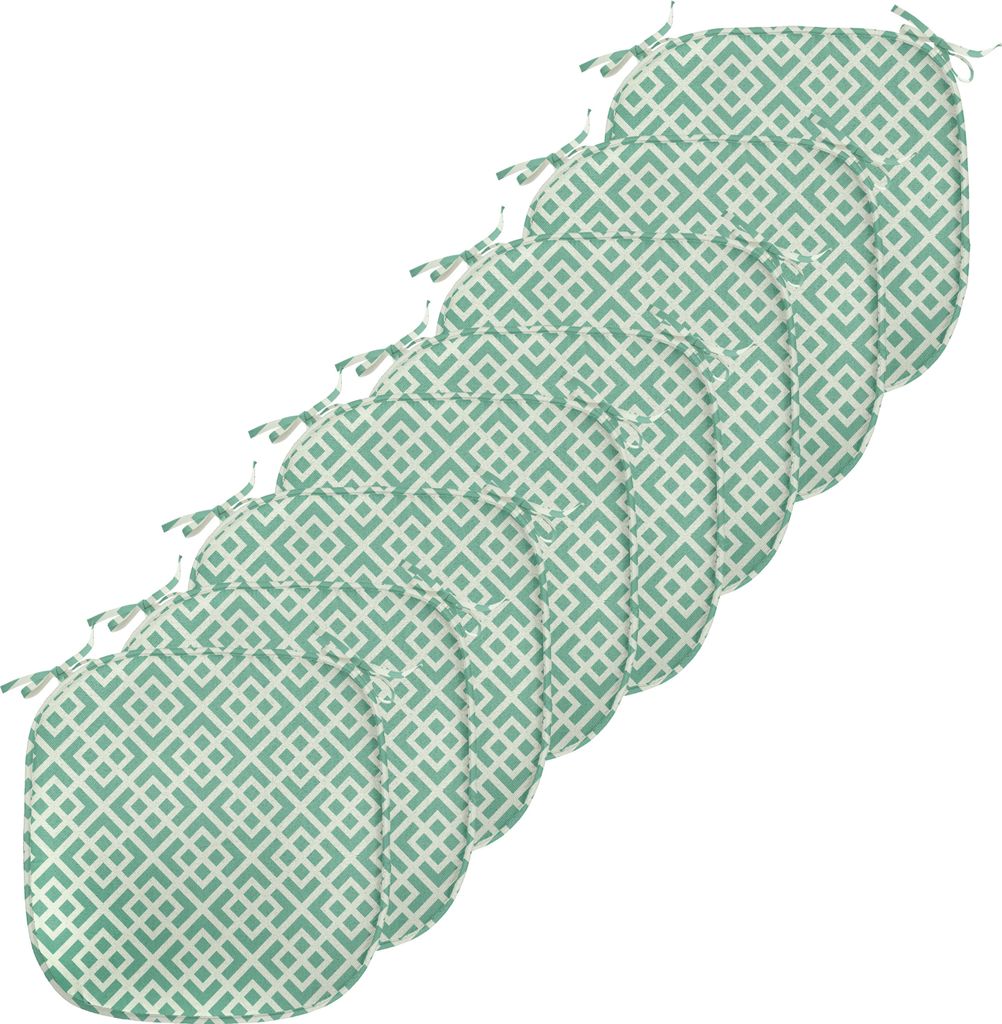 ABAKUHAUS Minze Polster für Esszimmerstühle, Shabby Abstract Squares, Dekoratives wasserfestes Kissen mit Riemen für Küchensitze, 40 cm x 40 cm...