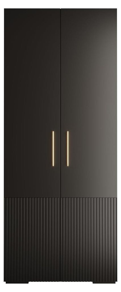 Kryspol - Kleiderschrank Schwarz, 2 Tür, 1 Modul 100x236,7x47cm, Manhattan Ryfel 3