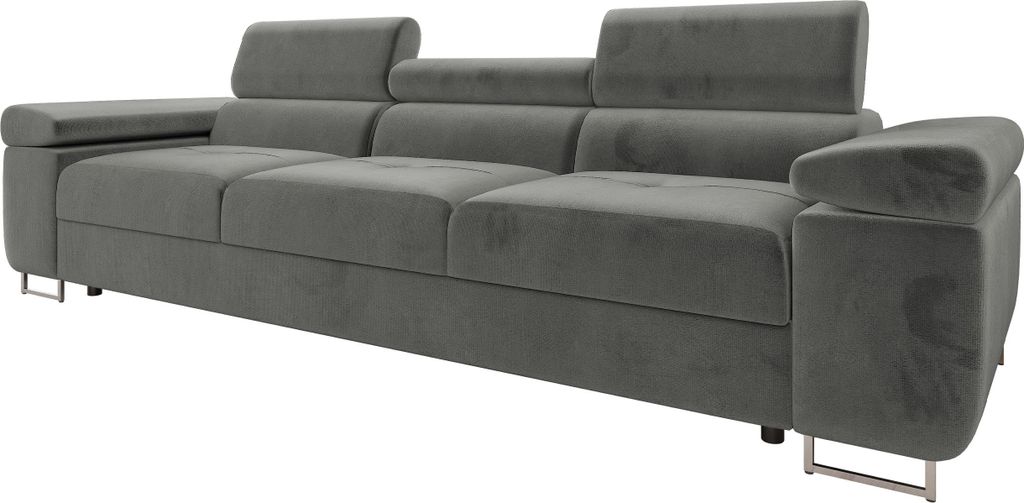 MIRJAN24 Sofa Torezio 3, Couch mit Einstellbare Kopfstützen, 3-Sitzer, Wohnzimmer, 263x102x70-90 cm (Farbe: Manila 16)