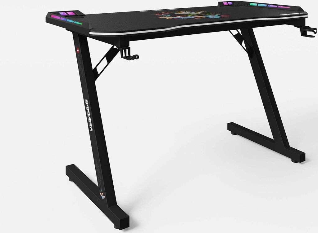 Gaming Schreibtisch - 120 x 60 cm - Schwarz - Metallgestell - mit LED-RGB-Beleuchtung