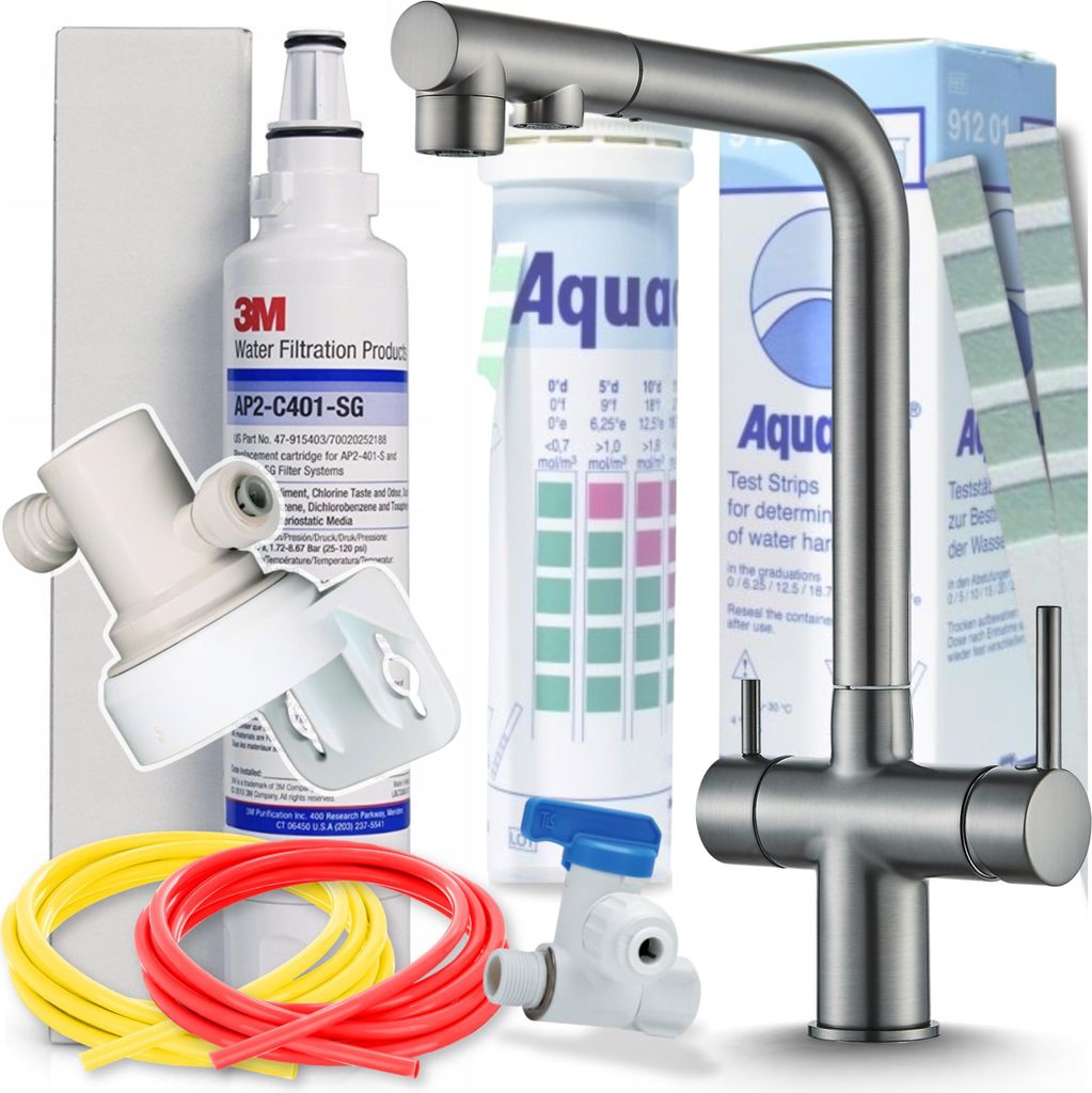Ari Venom 2 3-Wege Küchenarmatur Graphit Ausziehbar mit 3M AP2-C405-SG Trinkwasserfilter Untertisch Wasserfilter