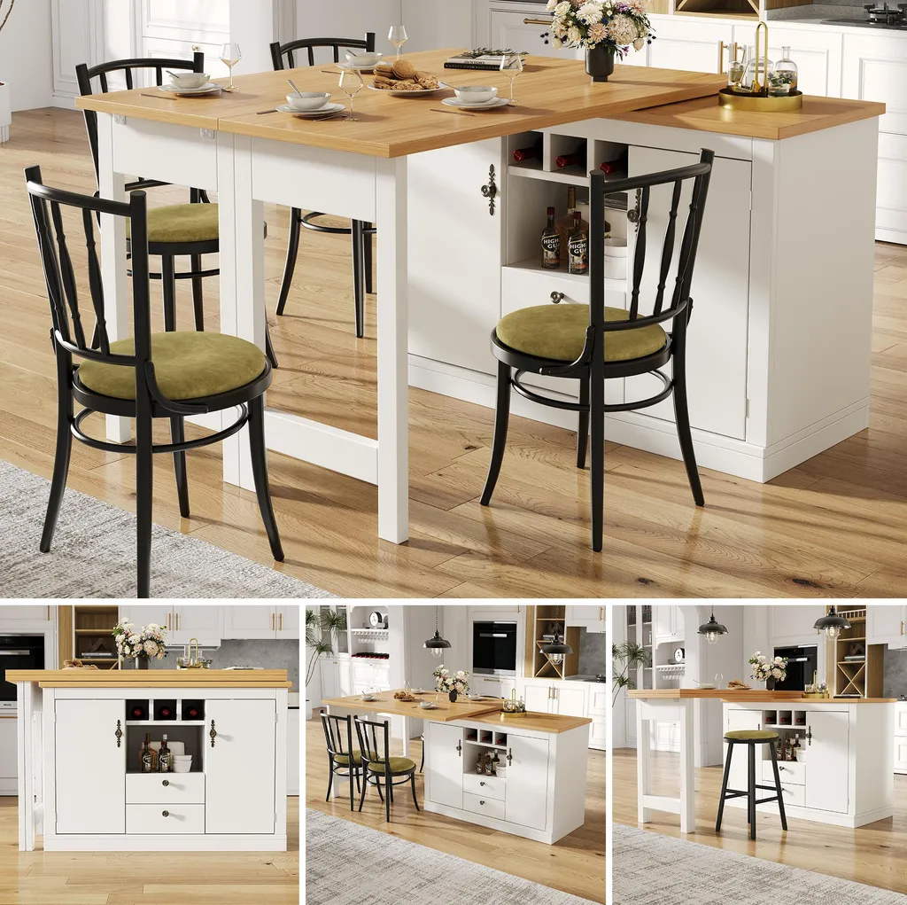 Table bar gain de place extensible et rotative pour optimiser la cuisine