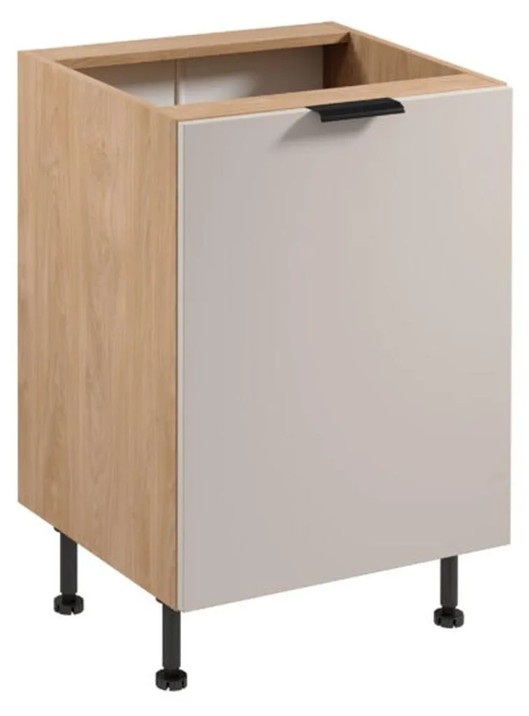 Meuble bas de cuisine module de rangement 1 porte battante 60cm gris