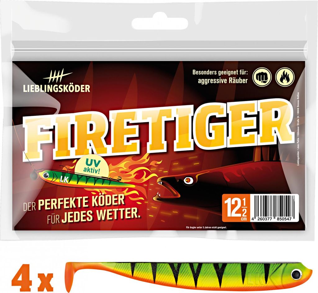 Lieblingsköder Gummifisch Zanderköder (12,5 cm, Firetiger) Produktbild 