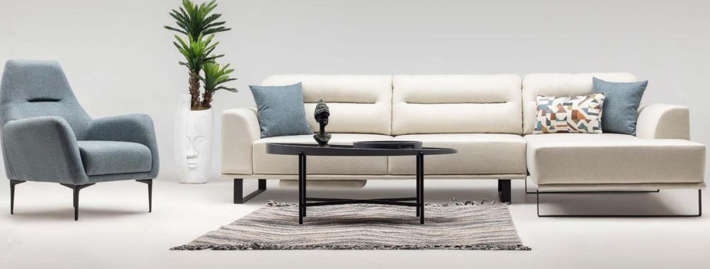 Sofagarnitur Ecksofa L form Sessel Stoffsofa Polstersofa Beige Couch