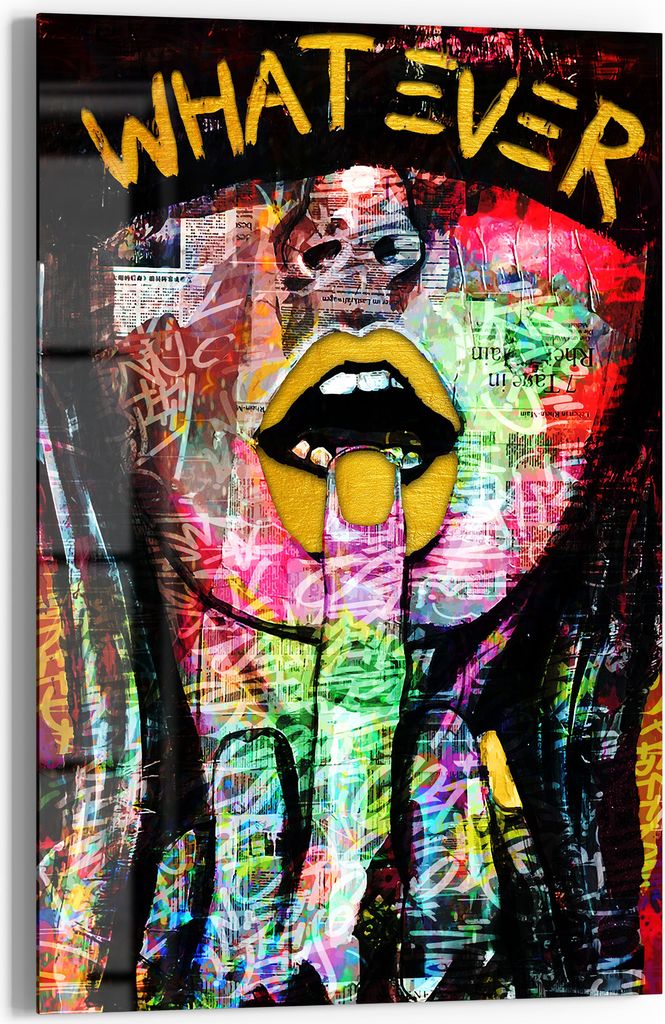 DEQOART Glasbild Echtglas 40x60 cm 'Lippen des Trotzes' Wandbild Bild modern Deko