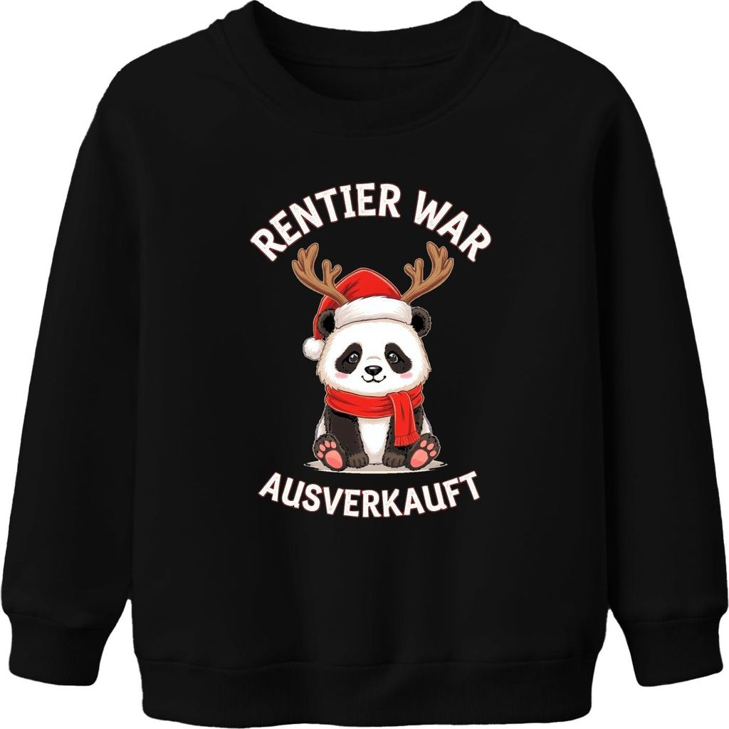 Rentier war t Panda Weihnachten lustig Geschenk Kinder Uni Kinder Sweatshirt Pullover, Schwarz, 116