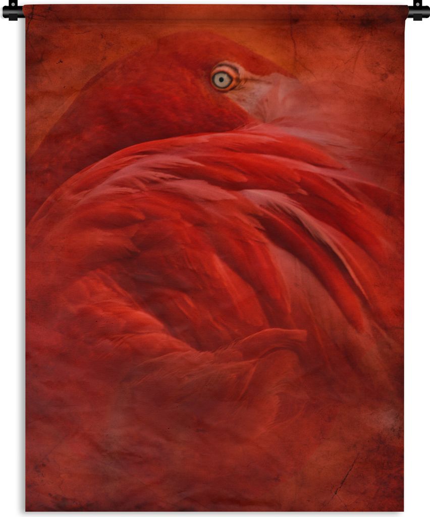 MuchoWow Wandteppich Wandbehang Tropisch - Vogel - Rot - Tiere 120x160 cm Tapisserie Dekoration Wandtuch - Wohnzimmer - Moderne