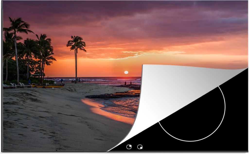 KitchenYeah Herdabdeckplatte Hawaii - Strand - Sonne , 81x52cm, Küche Deko, Glaskeramikfeld Herdabdeckung, Abdeckplatte fùr Kochfeld