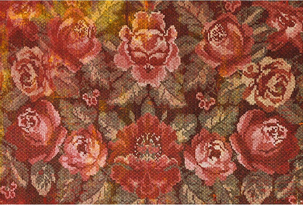 Tadessi Fototapete | Blumen | 4.00 m x 2.70 m | Rosa | Grün | Wandbild | Digitaldruck