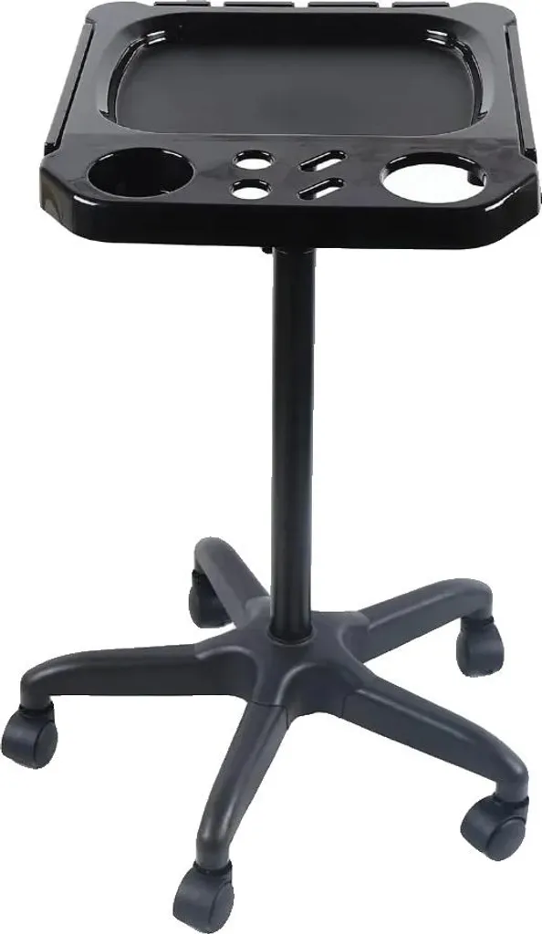 Plateau de coiffure noir réglable en hauteur à roulement doux - Modèle S1