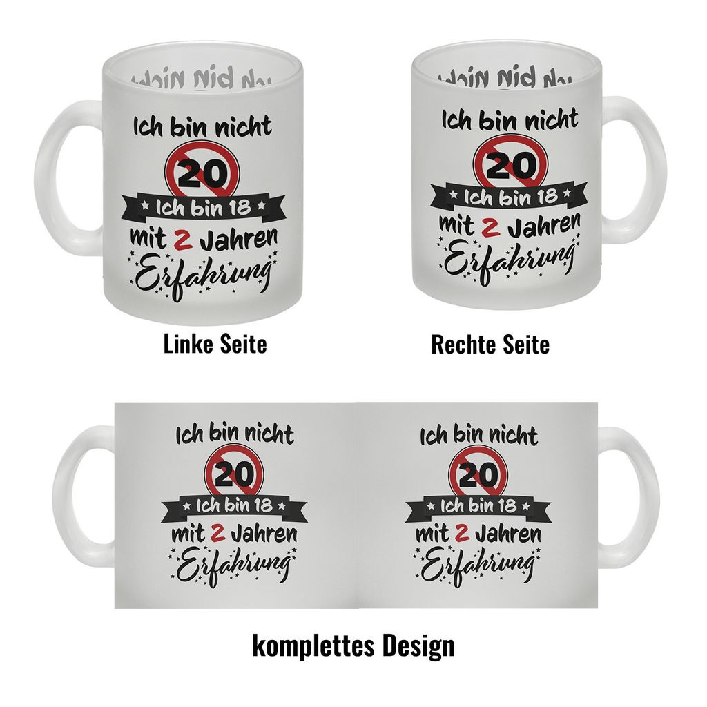 20. Geburtstag Glas Tasse mit lustigem Spruch: 18 mit Produktbild 4