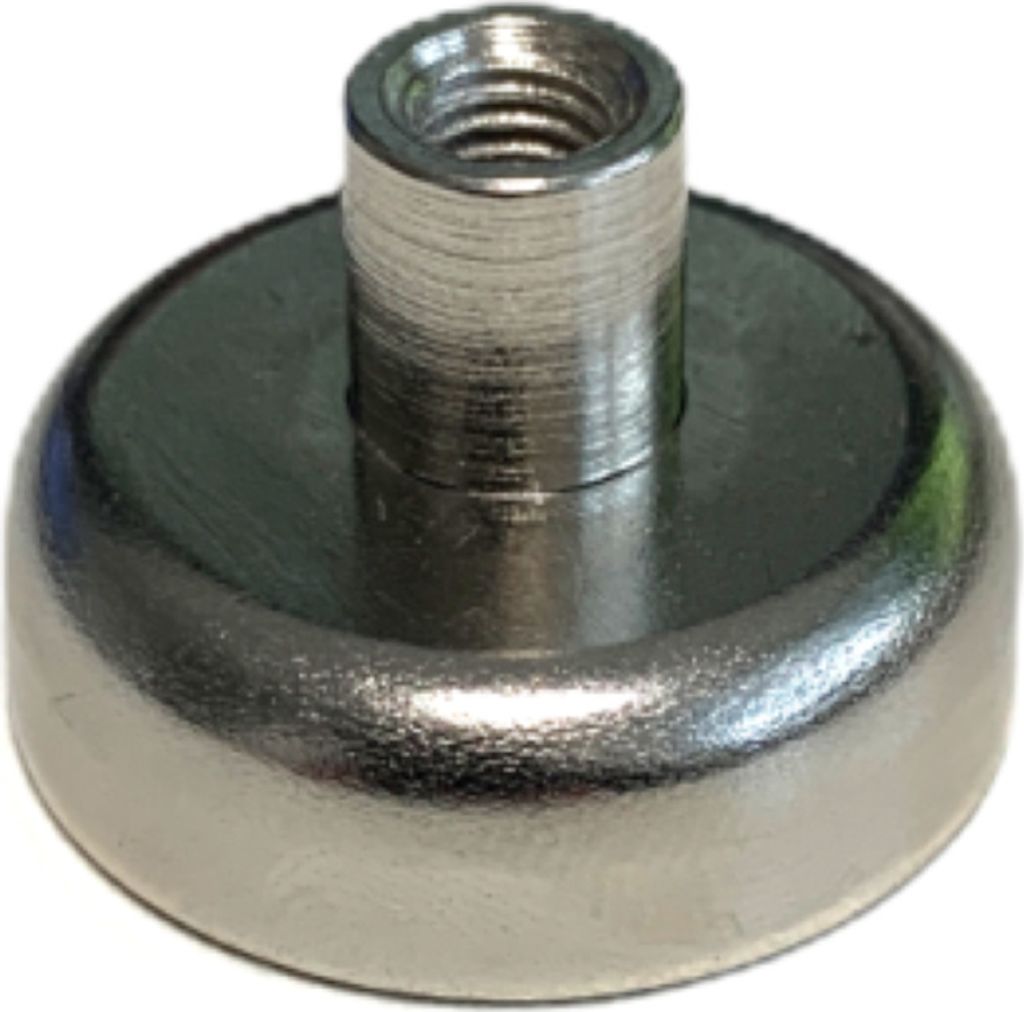 Topfmagnet Neodym Flachgreifer Ø 25 mm mit Innengewinde | M5 x 8 mm - Haftkraft 22 kg