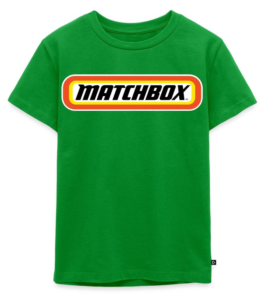 Spreadshirt Matchbox Offizielles Logo Orange, Gelb & Schwarz Kinder Premium T-Shirt, 134/140 (8 Jahre), Grün