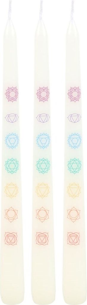 Something Different - Konische Kerze "Chakra Balancing" 3er-Pack SD5812 (Einheitsgröße) (Weiß/Bunt)
