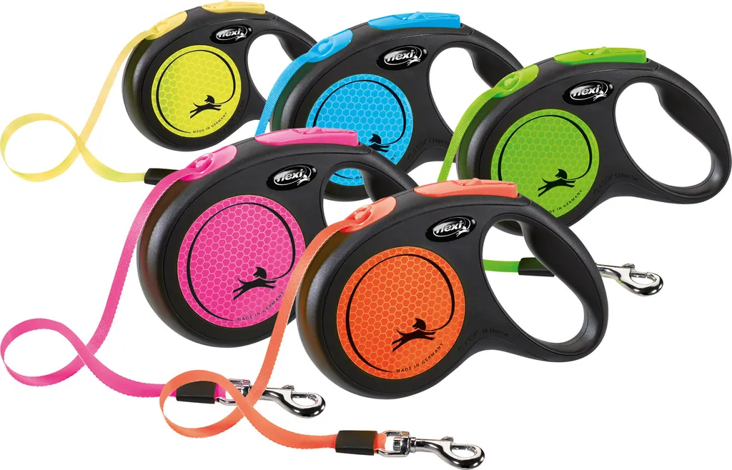 Guinzaglio Retrattile Lishinu3 Con Full-STOP – A Mani Libere, Per Cani Da 13 A 40 Kg, Colore Verde Fluo