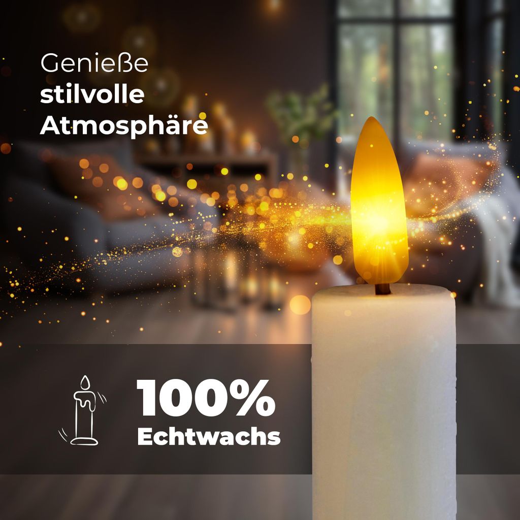 LED-Teelicht Mit Echtem Docht, 4er Set, Batteriebetrieben