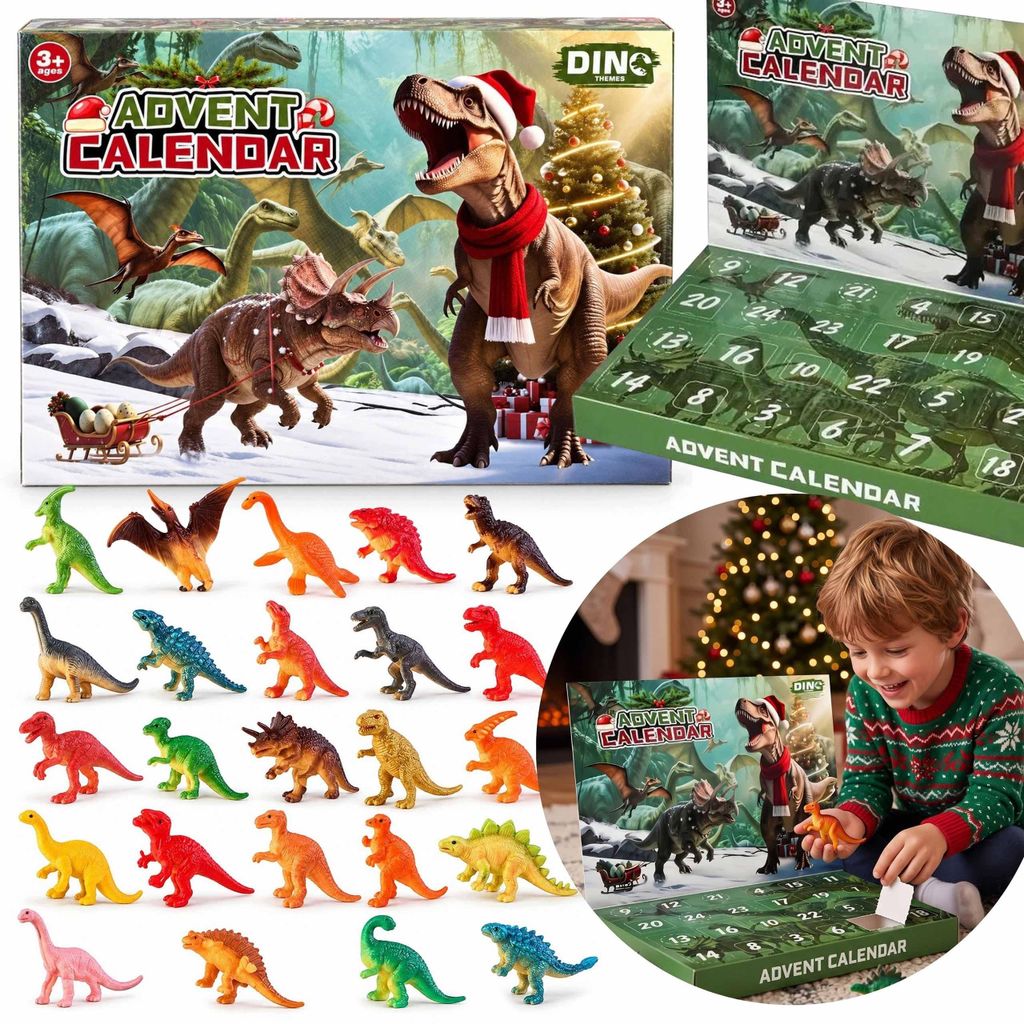 Dinosaurier-Adventskalender mit 24 Überraschungsfiguren, Produktbild 