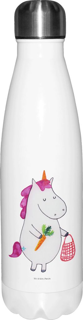 Mr. & Mrs. Panda Wasserflasche Einhorn Gemüse - Weiß - Geschenk, Trinkflasche, Einhörner, Unicorn, trinkflaschen, Wochenmarkt, Trinkgefäß, The...