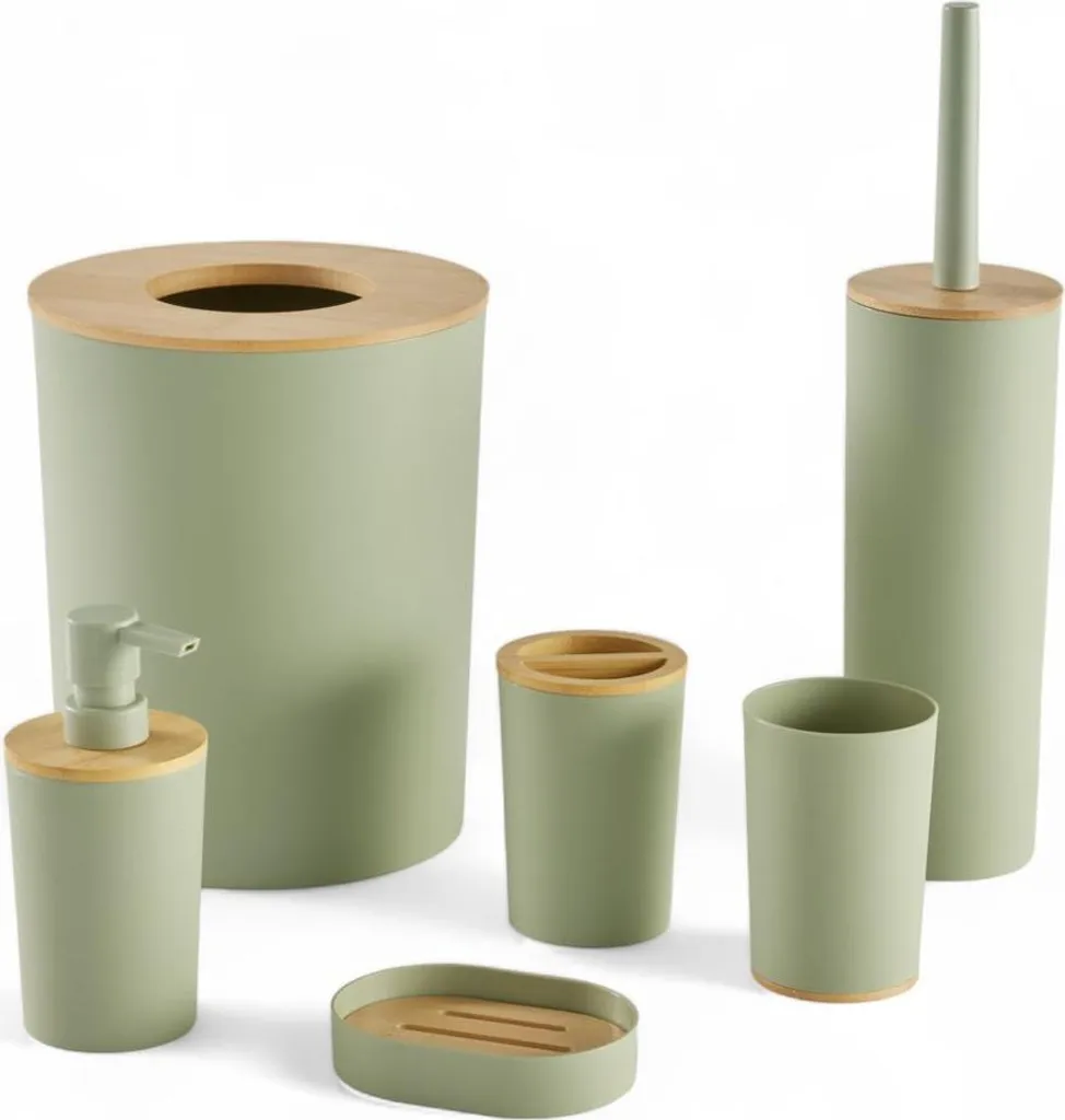 Accessori Toilette Set 6 Pezzi BATHROOM - Design Minimalista e Pratico