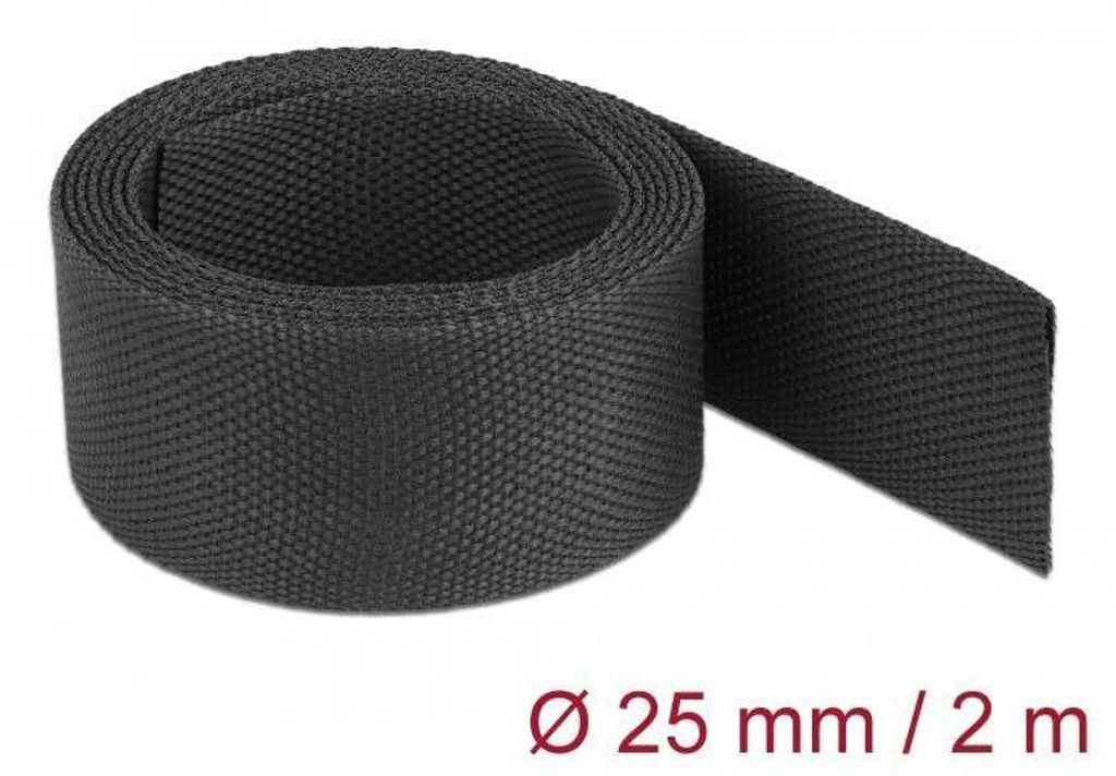 DELOCK Gewebeschrumpfschlauch 2 m x 25 mm schwarz