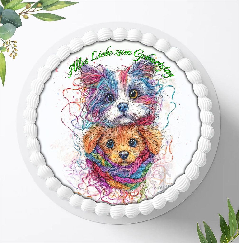 Für die Geburtstags Torte ein Tortenaufleger, Zuckerbild mit dem Motiv: Fellnasen, Essbares Foto für Torten, Fondant, Ø 20cm, 2428z