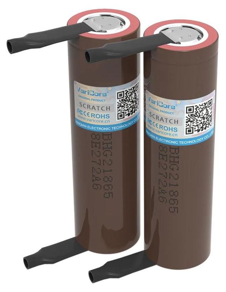 18650 HG2 Akku - Li-Ion Hochleistungsakku Set - 3,6 V - 3000 mAh - Hochstrom 20 A - Mit DIY Nickelstreifen - 60 Stück